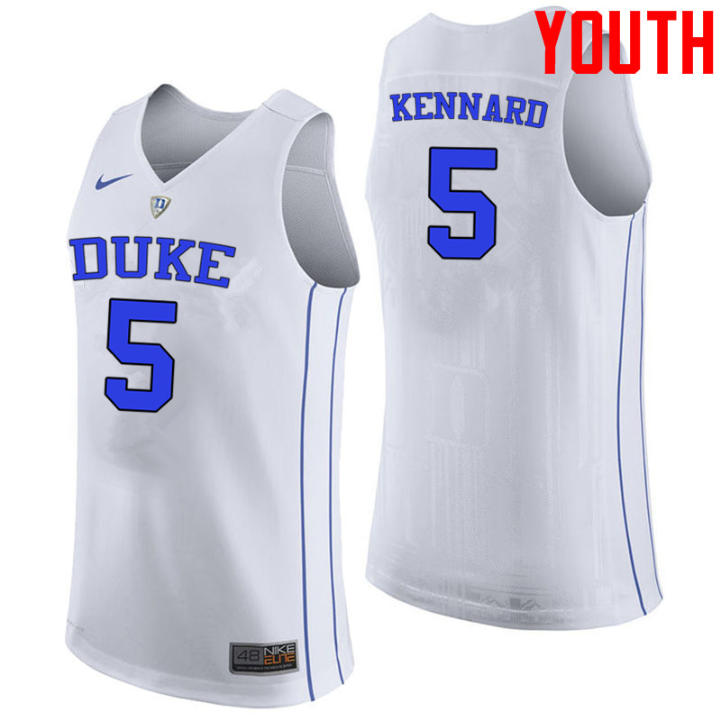 Youth #5 Luke Kennard Duke Blue Devils College Basketball Jerseys-White